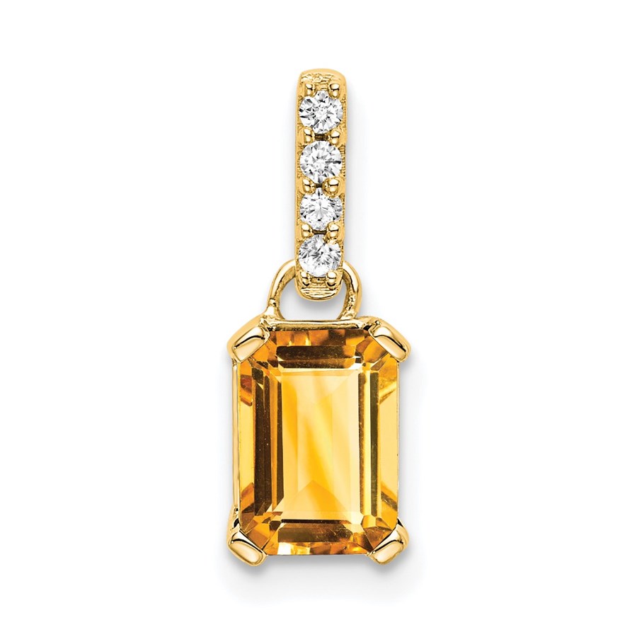 14K Yellow Gold Citrine and Pendant - 15.9 mm