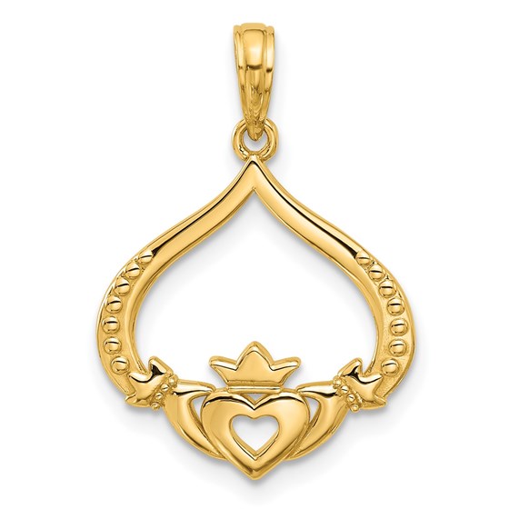 14K Yellow Gold Claddagh Pendant - 25.6 mm 14K Yellow Gold Claddagh Pendant - 25.6 mm