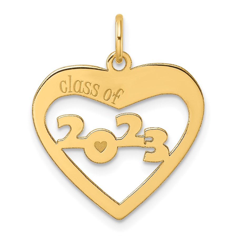 14K Yellow Gold CLASS OF 2023 Cut Out Heart Charm - 23.6 mm