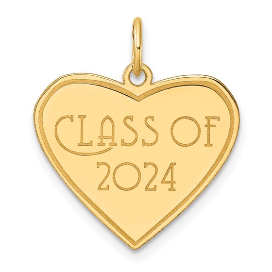 14K Yellow Gold Class of 2024 Heart Charm - 22.5 mm 14K Yellow Gold Class of 2024 Heart Charm - 22.5 mm