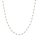 14K Yellow Gold Cobalt Blue Enamel Necklace Curb Chain - 18 in.