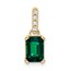 14K Yellow Gold Created Emerald and Diamond Pendant - 15.9 mm