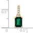 14K Yellow Gold Created Emerald and Diamond Pendant - 15.9 mm