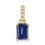 14K Yellow Gold Created Sapphire and Pendant - 15.9 mm