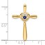 14K Yellow Gold Created Sapphire Cross Chain Slide - 26.8 mm