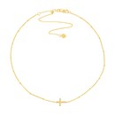 14K Yellow Gold Cross Necklace w/ Saturn Chain - 16 in.