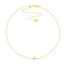 14K Yellow Gold Cross Necklace w/ Saturn Chain - 16 in.
