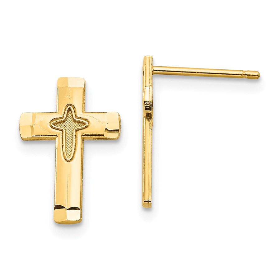 Buy 14k Yellow Gold Cross Post Earrings APMEX