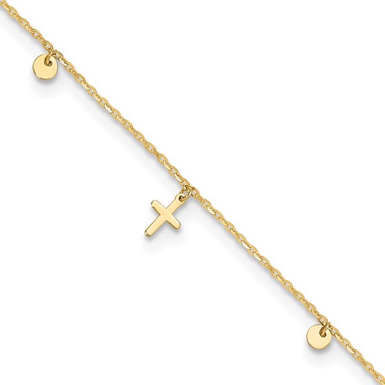 14K Yellow Gold Crosses 9in Plus 2in ext. Anklet - 11 in. 14K Yellow Gold Crosses 9in Plus 2in ext. Anklet - 11 in.