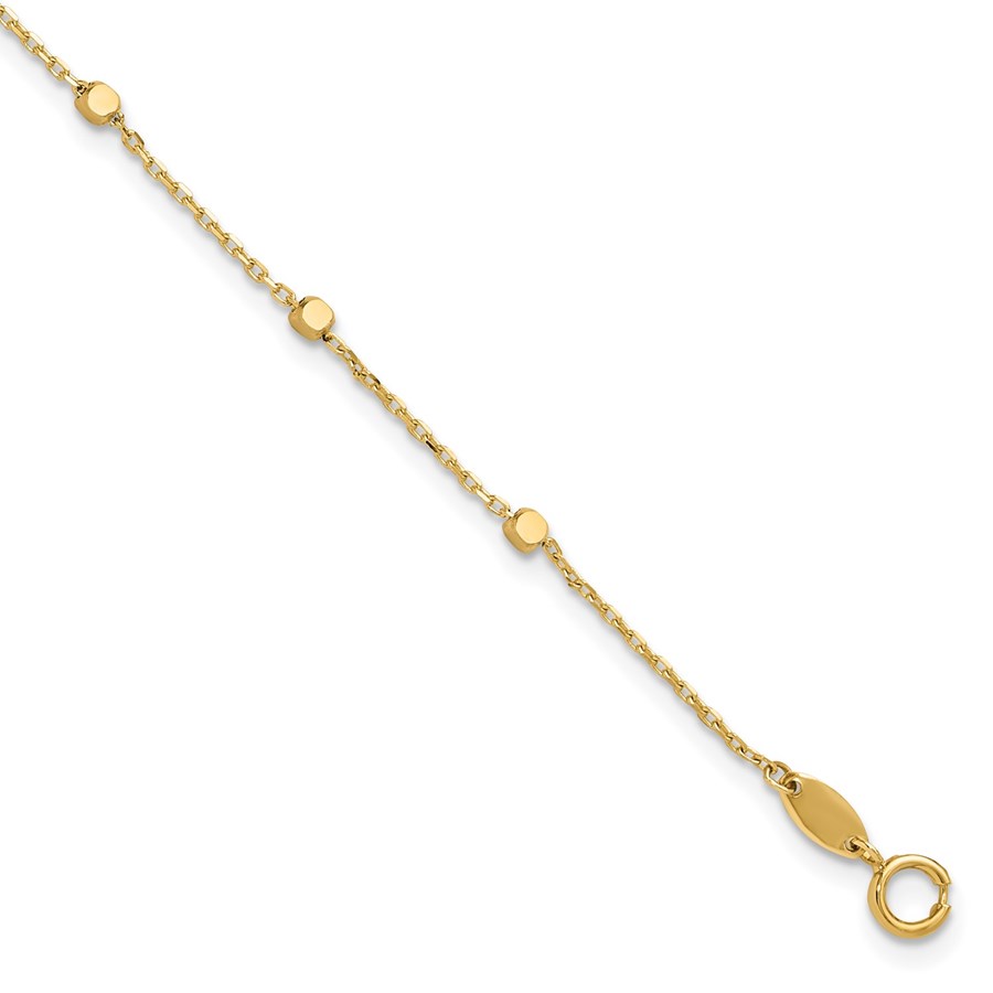 14K Yellow Gold Cube Stations Bracelet - 7.75 in.