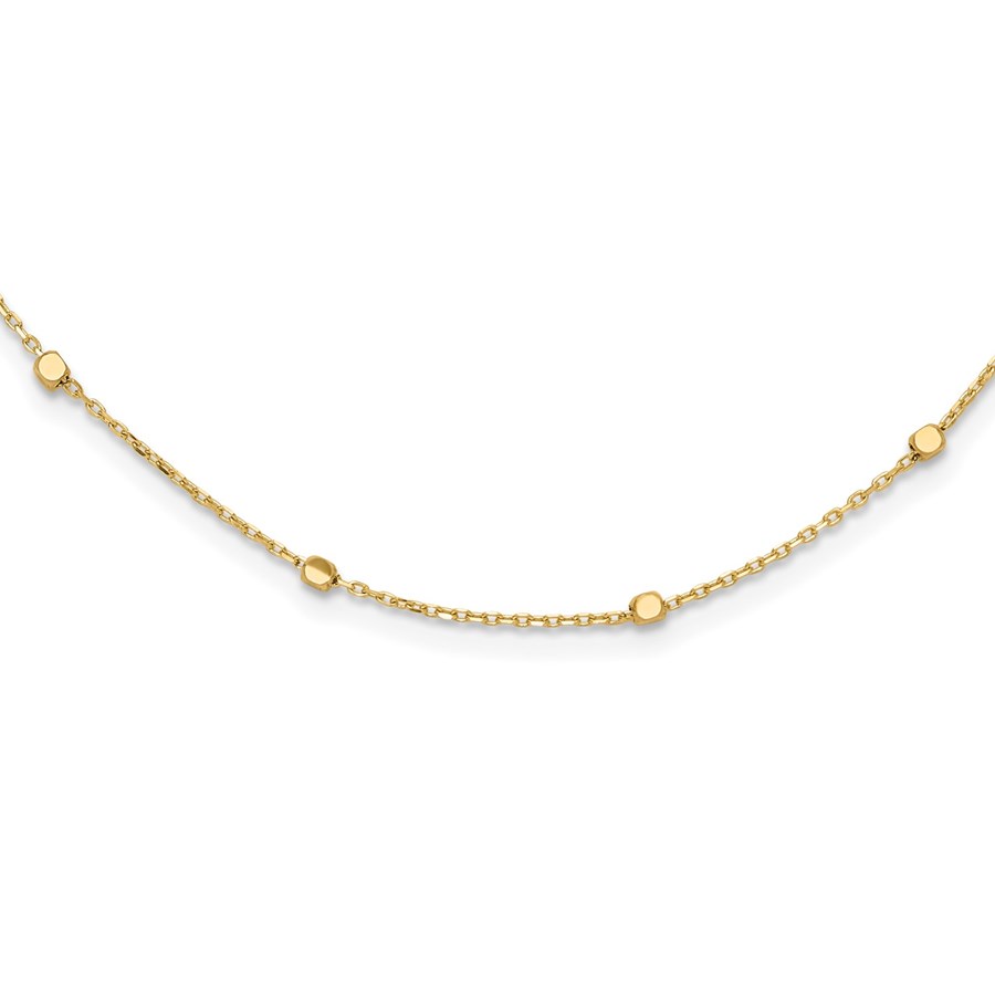 14K Yellow Gold Cube Stations w/ 2in ext. Necklace - 18 in.
