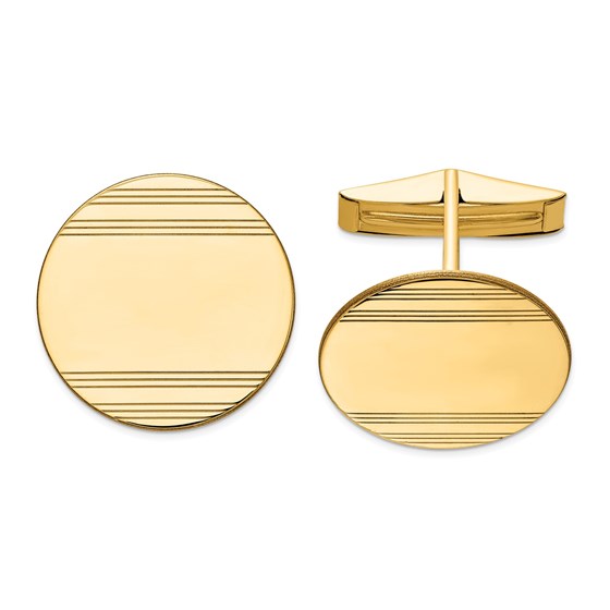 14k Yellow Gold Cuff Links - Stripes 14k Yellow Gold Cuff Links - Stripes