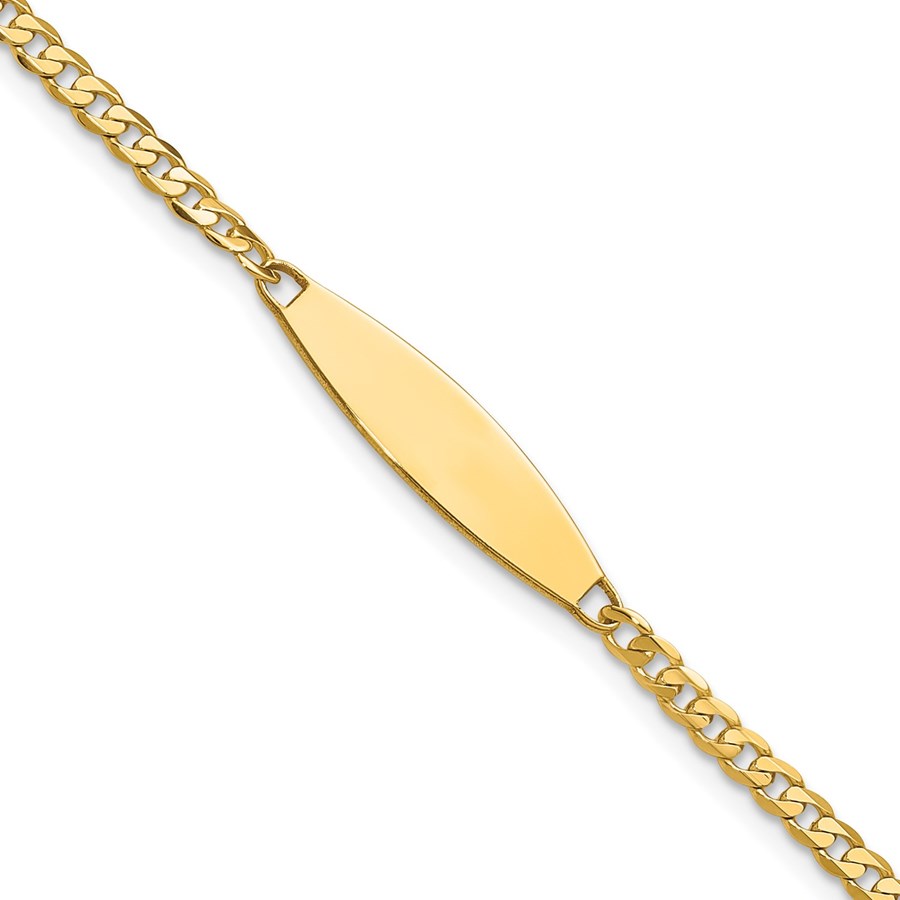 14K Yellow Gold Curb Link ID Bracelet 7 in.