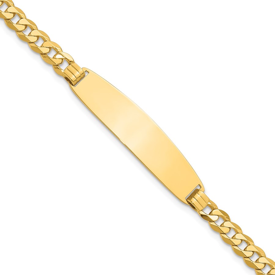 14K Yellow Gold Curb Link Rounded ID Bracelet 7 in.