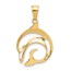 14K Yellow Gold Cut Out Dolphin Pendant - 29 mm