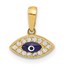 14K Yellow Gold CZ and Enamel Evil Eye Pendant - 11.8 mm