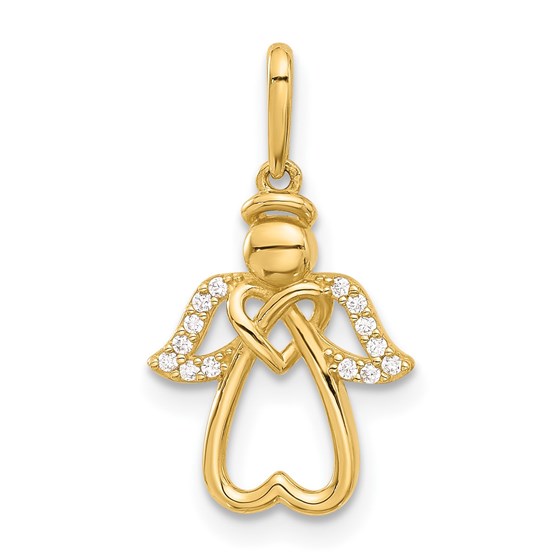 14K Yellow Gold CZ Angel Pendant - 20.9 mm 14K Yellow Gold CZ Angel Pendant - 20.9 mm