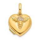 14K Yellow Gold CZ Bee Heart 12mm Locket - 18 mm