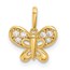 14K Yellow Gold CZ Butterfly Pendant - 13.7 mm