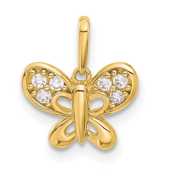 14K Yellow Gold CZ Butterfly Pendant - 13.7 mm 14K Yellow Gold CZ Butterfly Pendant - 13.7 mm