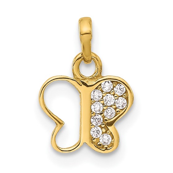 14K Yellow Gold CZ Butterfly Pendant - 13 mm 14K Yellow Gold CZ Butterfly Pendant - 13 mm