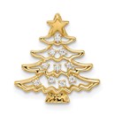 14K Yellow Gold CZ Christmas Tree Chain Slide Pendant - 17.6 mm