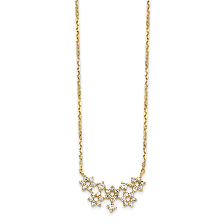 14k Yellow Gold CZ Cluster with 2 in ext Necklace - 20 in.