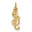 14K Yellow Gold CZ Cultured Pearl Music Notes Pendant - 16.9 mm