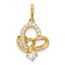 14K Yellow Gold CZ Double Heart Pendant - 19.6 mm