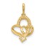 14K Yellow Gold CZ Double Heart Pendant - 19.6 mm