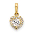 14K Yellow Gold CZ Heart Pendant - 13.2 mm