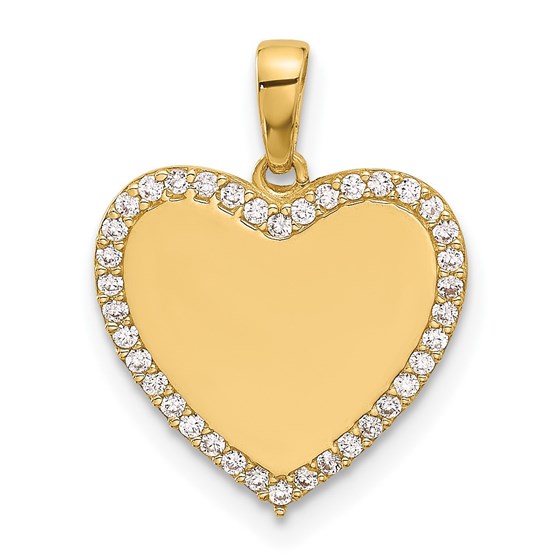 14K Yellow Gold CZ Heart Pendant - 18.5 mm 14K Yellow Gold CZ Heart Pendant - 18.5 mm