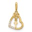 14K Yellow Gold CZ Heart w/Cross Dangle Pendant - 16.5 mm