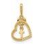 14K Yellow Gold CZ Heart w/Cross Dangle Pendant - 16.5 mm