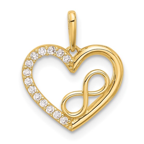 14K Yellow Gold CZ Heart w/Infinity Pendant - 17.4 mm 14K Yellow Gold CZ Heart w/Infinity Pendant - 17.4 mm