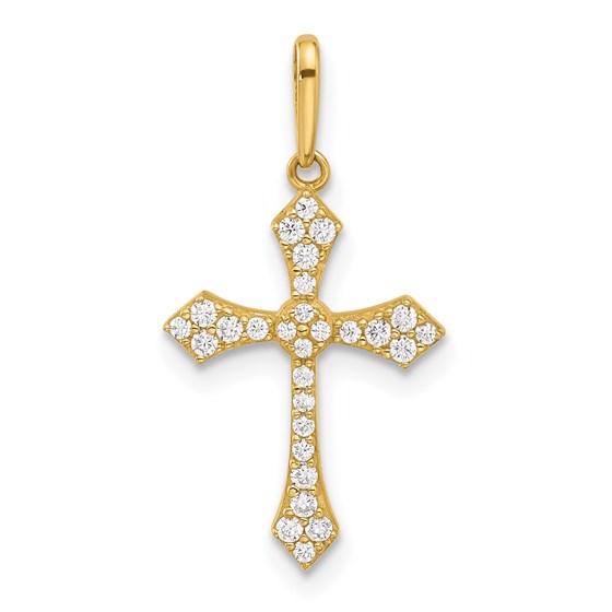 14K Yellow Gold CZ Passion Cross Pendant - 23 mm 14K Yellow Gold CZ Passion Cross Pendant - 23 mm