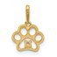14K Yellow Gold CZ Paw Print Pendant - 14.73 mm