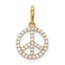 14K Yellow Gold CZ Peace Sign Pendant - 16.5 mm