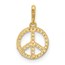 14K Yellow Gold CZ Peace Sign Pendant - 16.5 mm