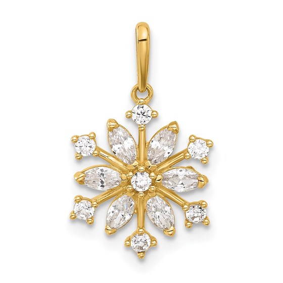 14K Yellow Gold CZ Snowflake Pendant - 19.6 mm 14K Yellow Gold CZ Snowflake Pendant - 19.6 mm