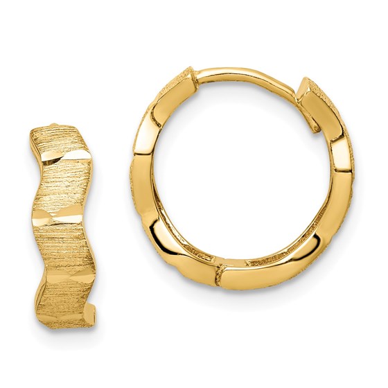 14k Yellow Gold D/C and Textured Wave Hoop Earrings 14k Yellow Gold D/C and Textured Wave Hoop Earrings
