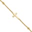 14K Yellow Gold D/C Beaded Cross 7.5in Bracelet - 7.5 in.