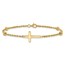 14K Yellow Gold D/C Beaded Cross 7.5in Bracelet - 7.5 in.