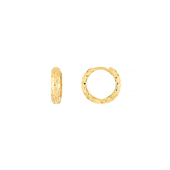 14K Yellow Gold D/C Huggie Earrings