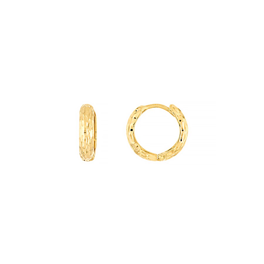 14K Yellow Gold D/C Huggie Earrings