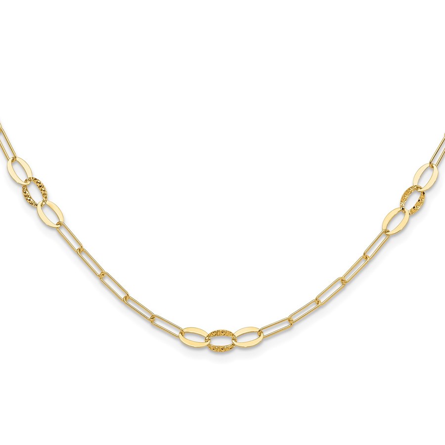 14K Yellow Gold D/C Paperclip Link Necklace - 18 in.