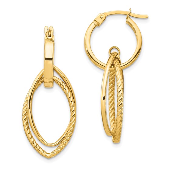 14k Yellow Gold Dangle Hoop Earrings 14k Yellow Gold Dangle Hoop Earrings