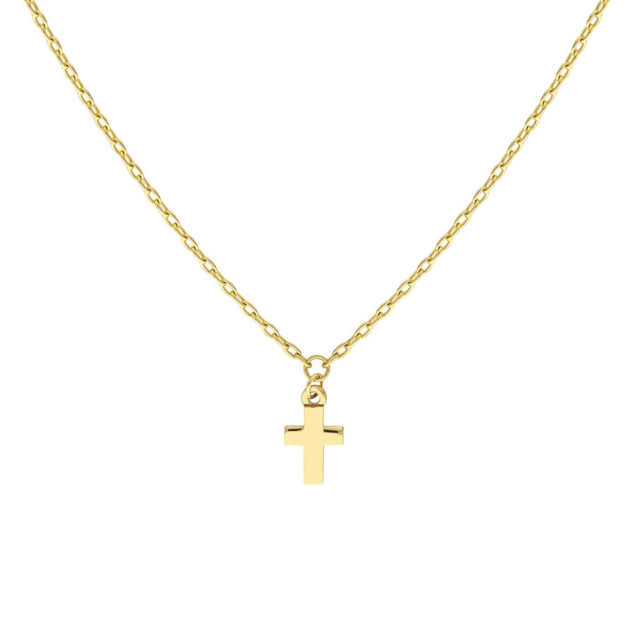 14K Yellow Gold Dangle Mini Cross Adjustable Necklace - 18 in.