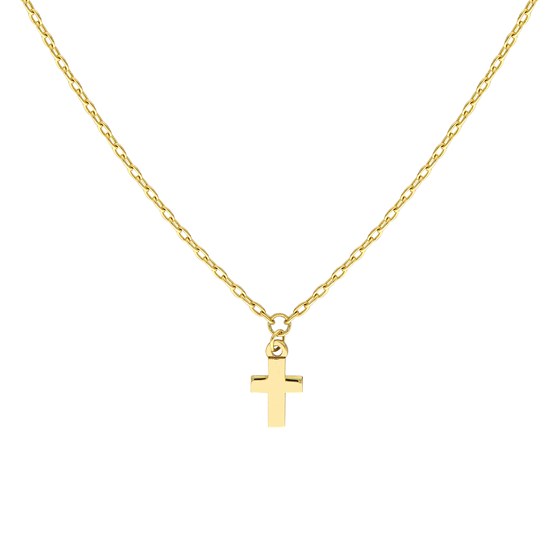 14K Yellow Gold Dangle Mini Cross Adjustable Necklace - 18 in. 14K Yellow Gold Dangle Mini Cross Adjustable Necklace - 18 in.