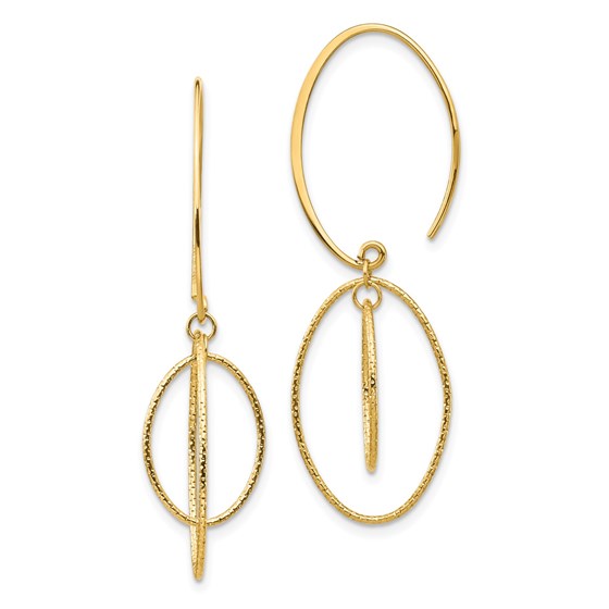 14k Yellow Gold Dangle Textured Threader Earrings 14k Yellow Gold Dangle Textured Threader Earrings
